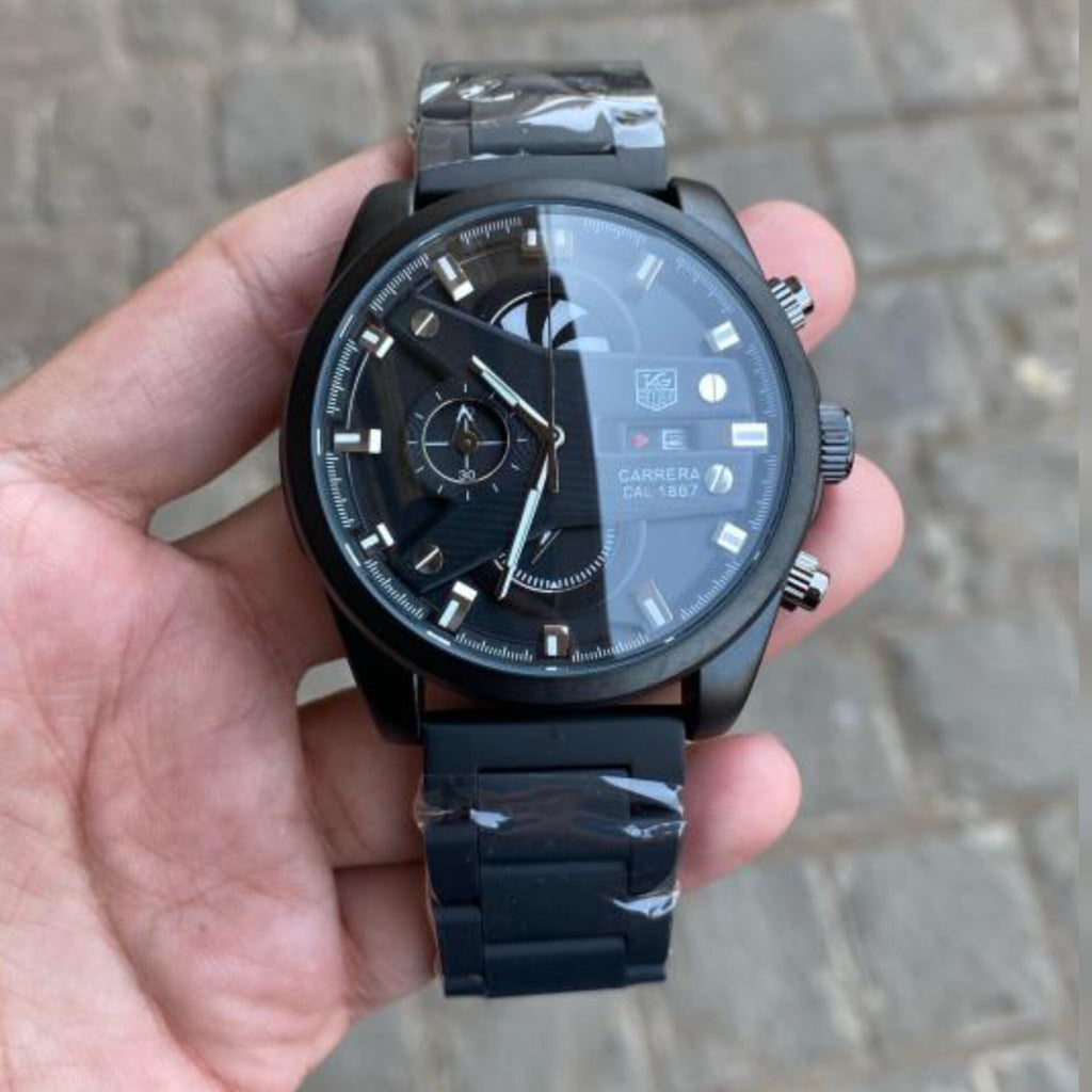 TAG HEUER CR7 FULL BLACK CHRONOGRAPH WATCH WITH METAL BELT