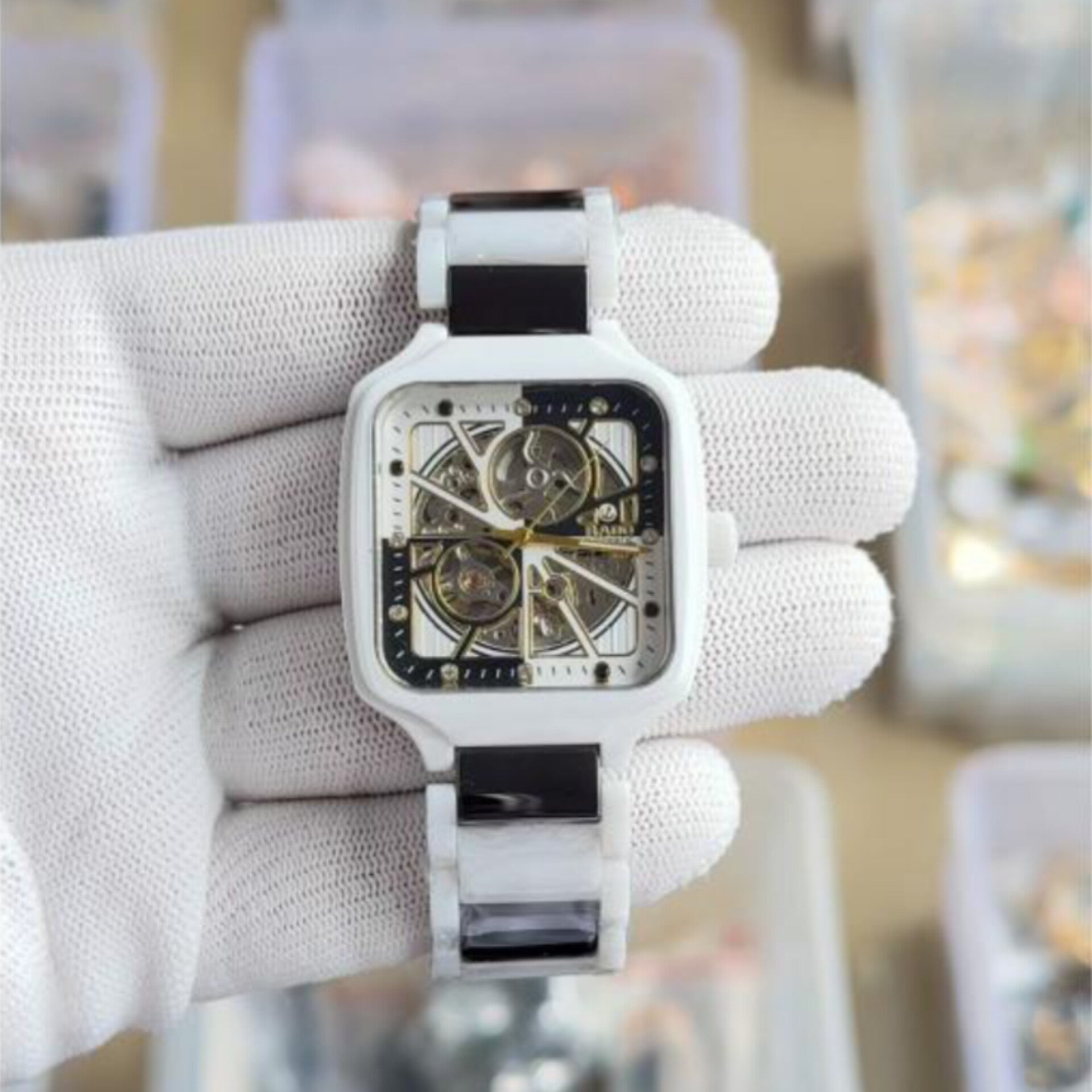 RADO TRUE SQUARE WHITE BLACK PURE CERAMIC (AUTOMATIC)