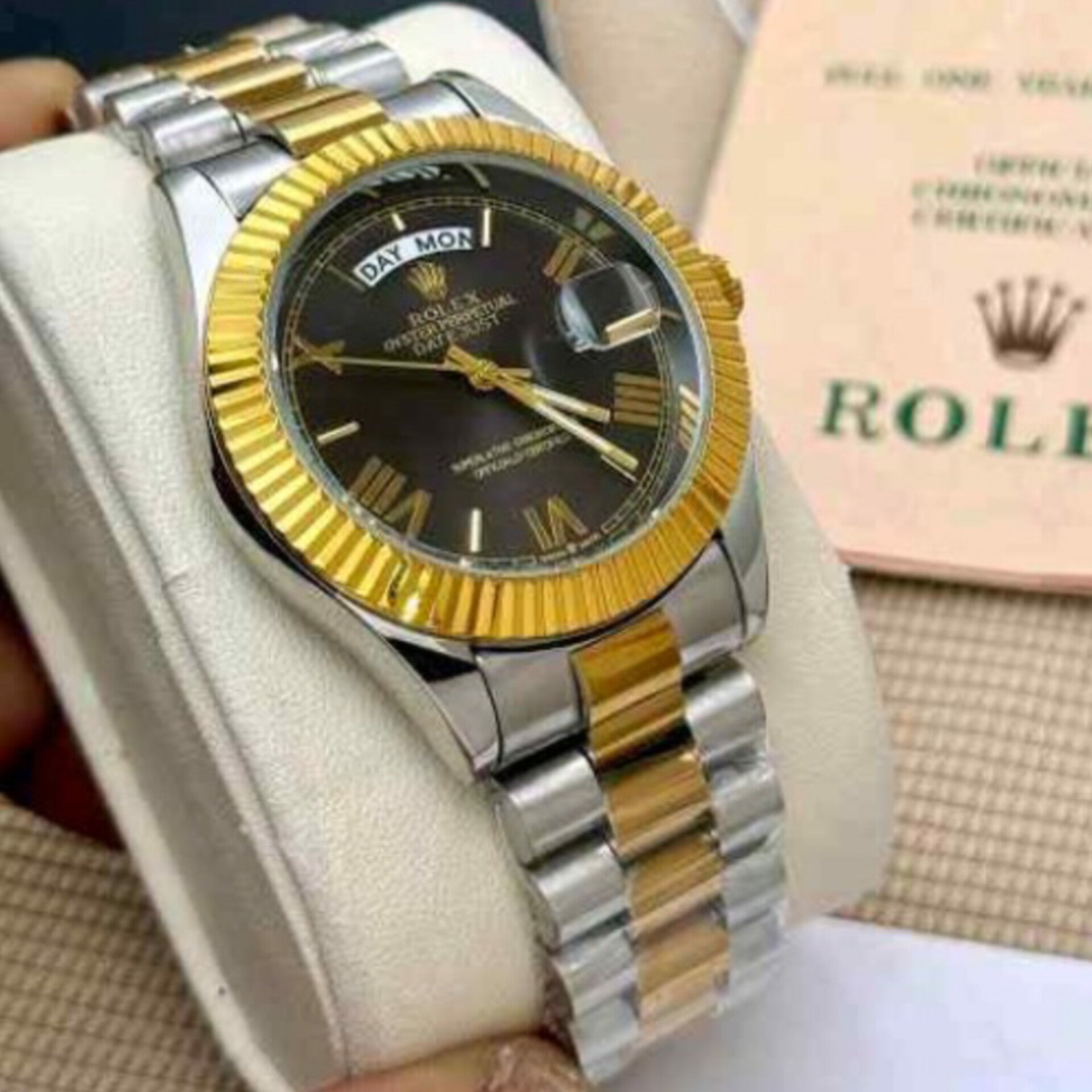 ROLEX DAY DATE DOUBLE TONE BLACK (CELL MODEL)